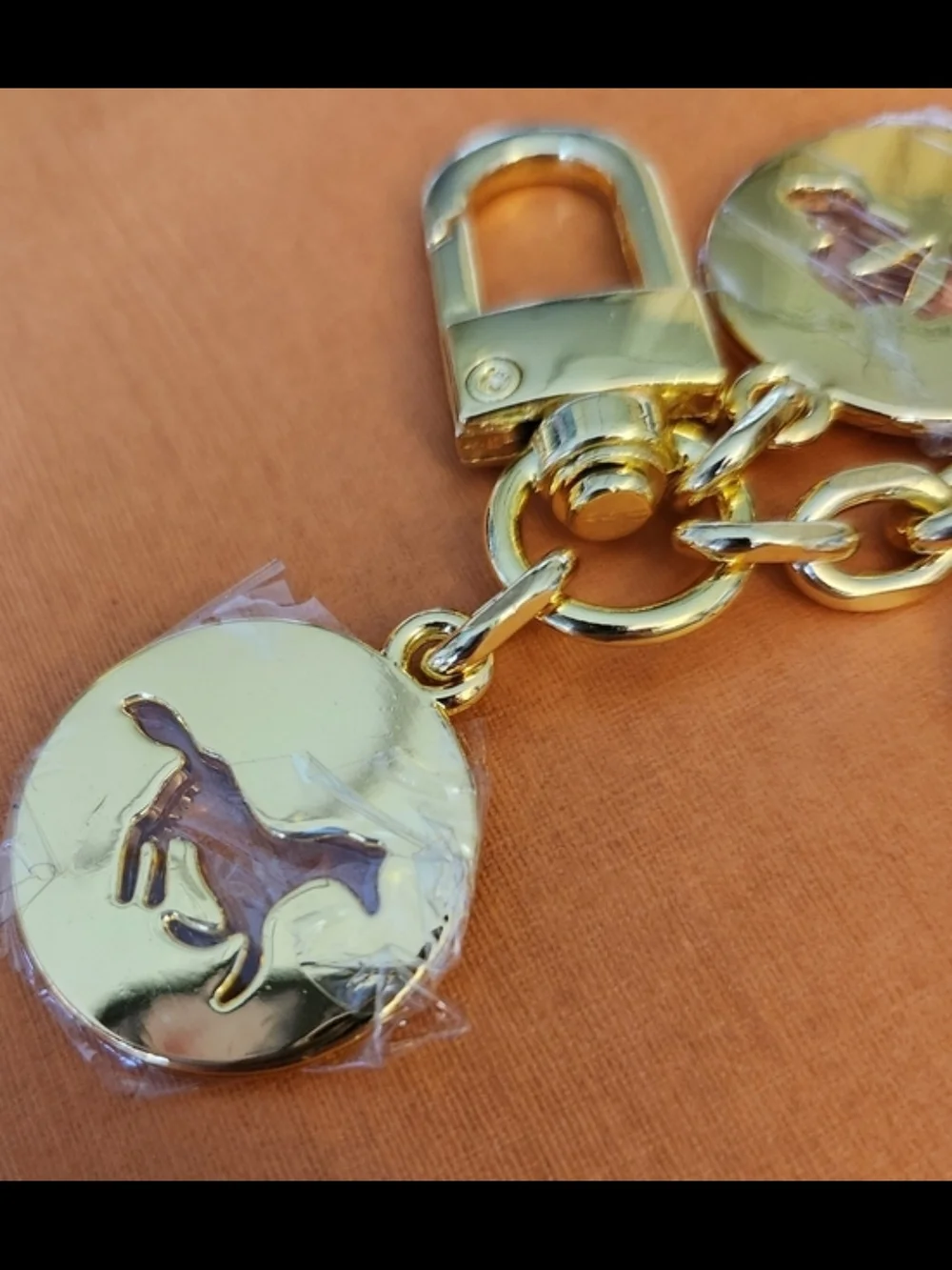 Hermes Gold Medallion Keychain Or Belt loop Charm